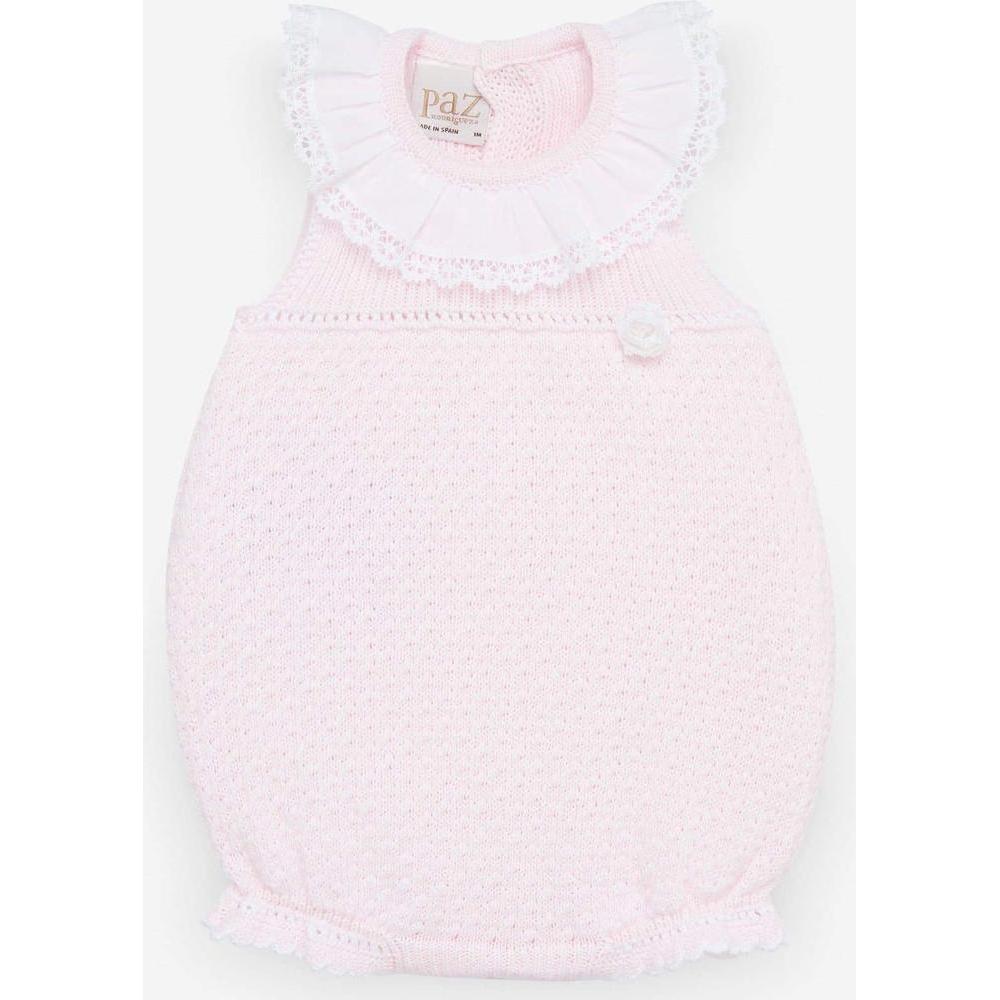 Paz Rodriguez Girls Pale Pink Knit Romper Paz Rodriguez Girls Pale Pink Knit Romper