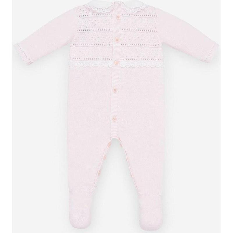 Paz Rodriguez Girls Pale Pink Knitted Babygrow Paz Rodriguez Girls Pale Pink Knitted Babygrow