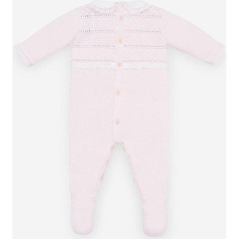 Paz Rodriguez Girls Pale Pink Knitted Babygrow Paz Rodriguez Girls Pale Pink Knitted Babygrow