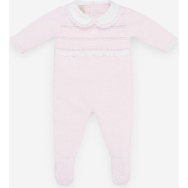 Paz Rodriguez Girls Pale Pink Knitted Babygrow Paz Rodriguez Girls Pale Pink Knitted Babygrow