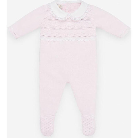 Paz Rodriguez Girls Pale Pink Knitted Babygrow Paz Rodriguez Girls Pale Pink Knitted Babygrow