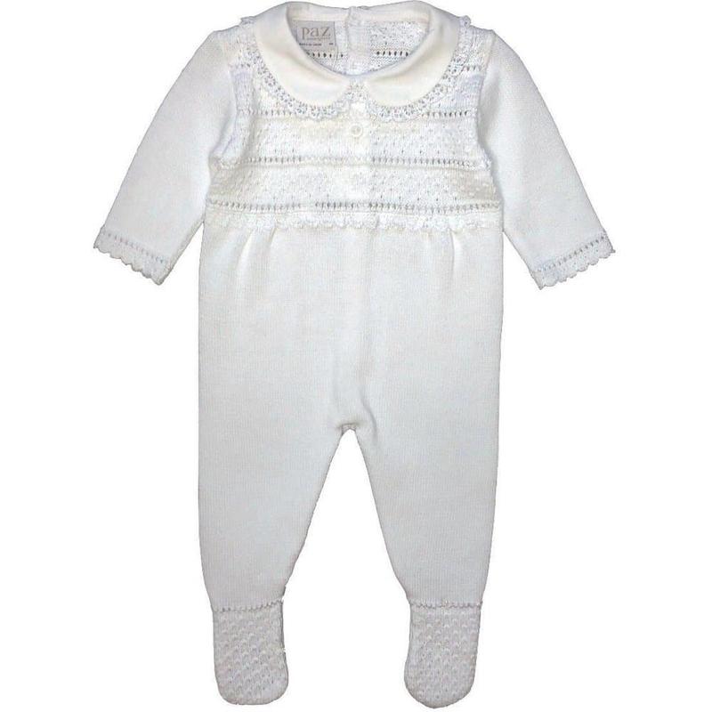 Paz Rodriguez White Knit Babygrow Set Paz Rodriguez White Knit Babygrow Set