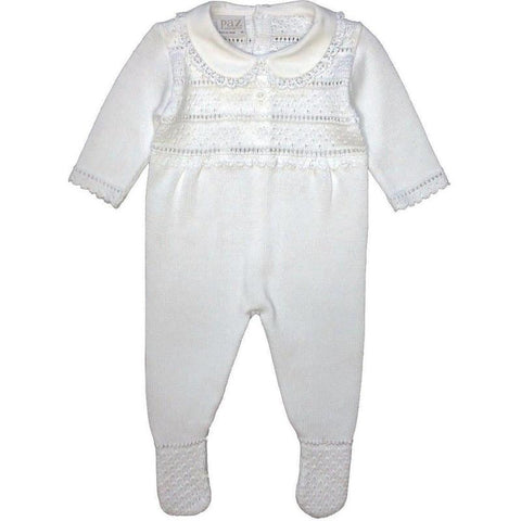 Paz Rodriguez White Knit Babygrow Set Paz Rodriguez White Knit Babygrow Set