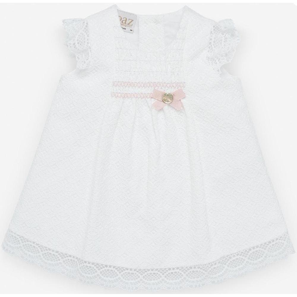 Paz Rodriguez White Woven Dress and Pink Cardigan Set Paz Rodriguez White Woven Dress and Pink Cardigan Set