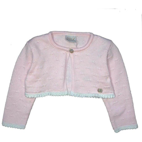 Paz Rodriguez White Woven Dress and Pink Cardigan Set Paz Rodriguez White Woven Dress and Pink Cardigan Set