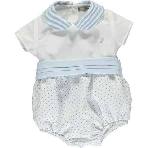 Piccola Speranza Boys Blue & White Romper Piccola Speranza Boys Blue & White Romper