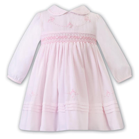 Sarah Louise Girls Pink Hand Smocked Dress Sarah Louise Girls Pink Hand Smocked Dress