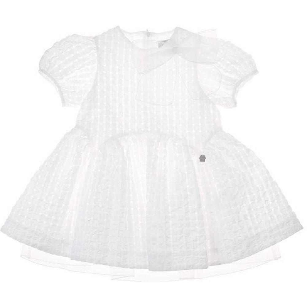 Simonetta Baby Girls White Dress With Bow Simonetta Baby Girls White Dress With Bow