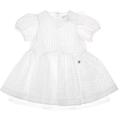 Simonetta Baby Girls White Dress With Bow Simonetta Baby Girls White Dress With Bow