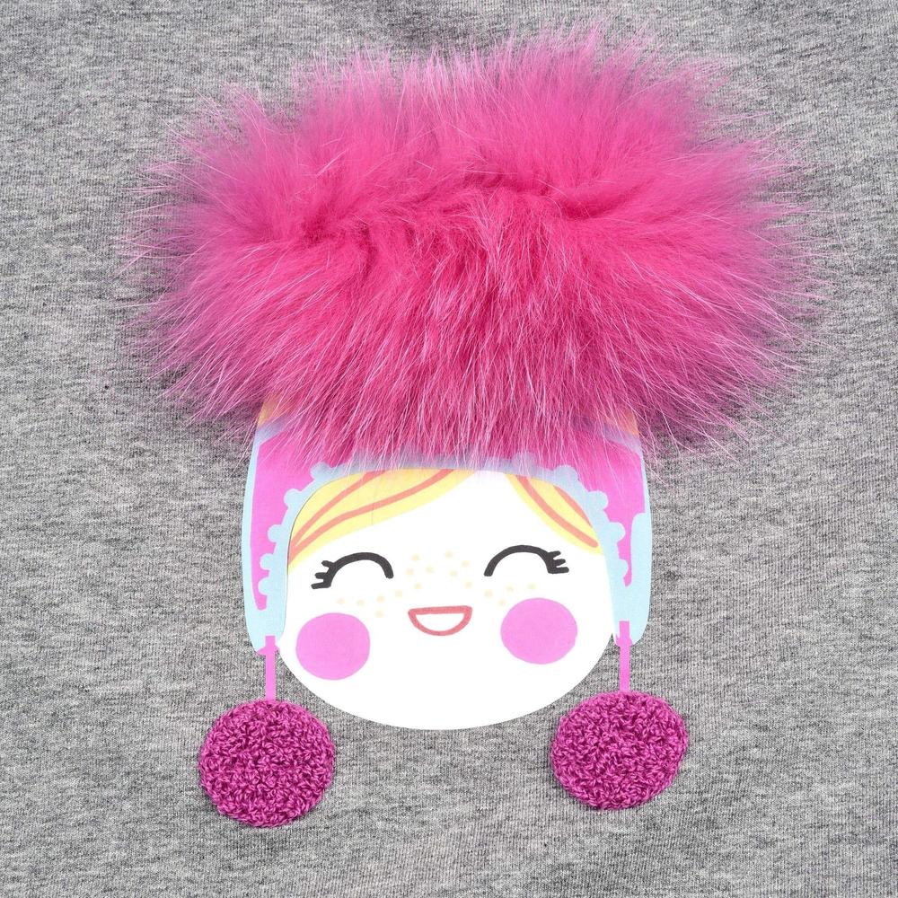 Simonetta Girls Grey Pom Pom Dress Simonetta Girls Grey Pom Pom Dress