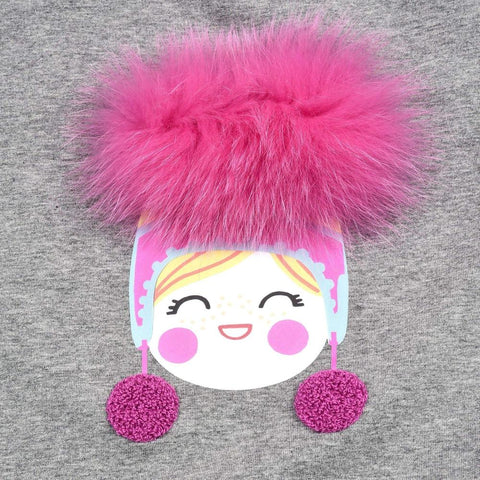 Simonetta Girls Grey Pom Pom Dress Simonetta Girls Grey Pom Pom Dress