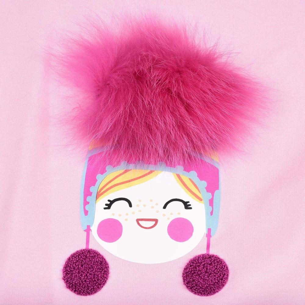 Simonetta Girls Pink Pom Pom Dress Simonetta Girls Pink Pom Pom Dress