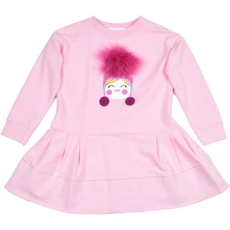 Simonetta Girls Pink Pom Pom Dress Simonetta Girls Pink Pom Pom Dress