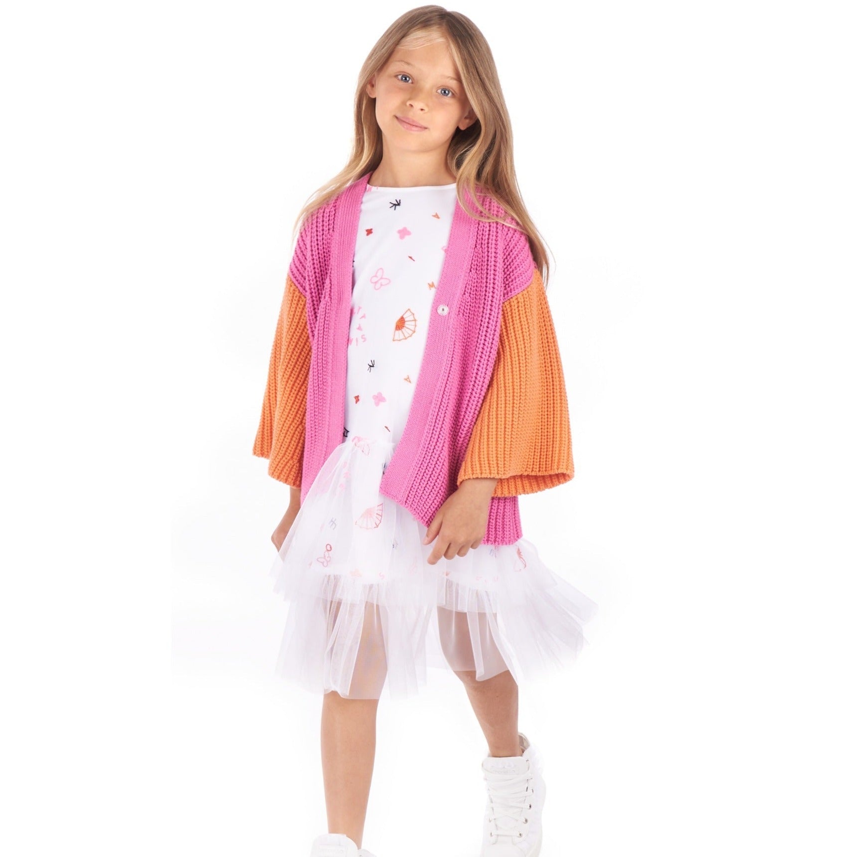 Simonetta Girls White Tulle Overlay Dress Simonetta Girls White Tulle Overlay Dress