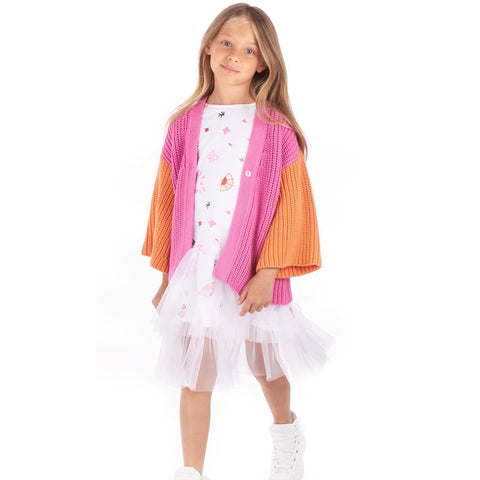 Simonetta Girls White Tulle Overlay Dress Simonetta Girls White Tulle Overlay Dress