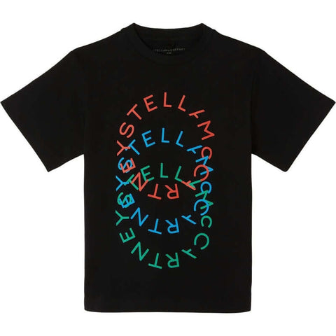 Stella McCartney Kids Boys Black Cotton Logo T-Shirt Stella McCartney Kids Boys Black Cotton Logo T-Shirt