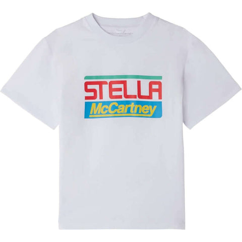 Stella McCartney Kids Boys White Cotton Logo T-Shirt Stella McCartney Kids Boys White Cotton Logo T-Shirt