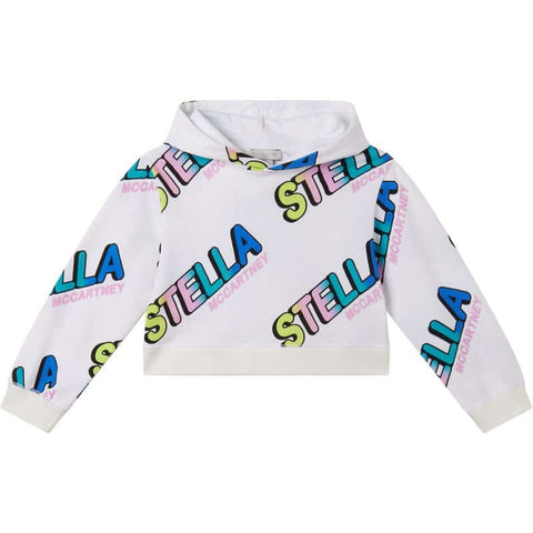 Stella McCartney Kids Girls White Logo Hoodie Stella McCartney Kids Girls White Logo Hoodie