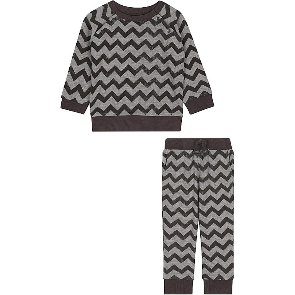 The Little Tailor Charcoal Grey Zig Zag Sweat Top and Pants The Little Tailor Charcoal Grey Zig Zag Sweat Top and Pants