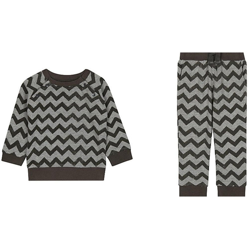 The Little Tailor Charcoal Grey Zig Zag Sweat Top and Pants The Little Tailor Charcoal Grey Zig Zag Sweat Top and Pants