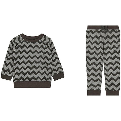 The Little Tailor Charcoal Grey Zig Zag Sweat Top and Pants The Little Tailor Charcoal Grey Zig Zag Sweat Top and Pants