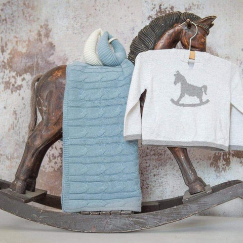 The Little Tailor Pale Blue Chunky Knit Shawl The Little Tailor Pale Blue Chunky Knit Shawl