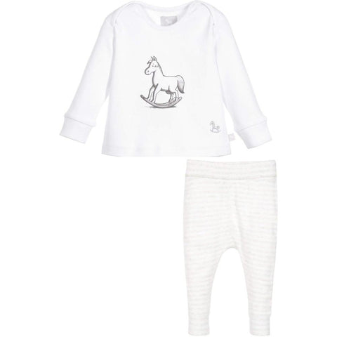 The Little Tailor White Rocking Horse Top and Knitted Leggings The Little Tailor White Rocking Horse Top and Knitted Leggings