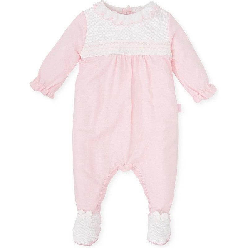 Tutto Piccolo Girls Pink Babygrow with Smocking Tutto Piccolo Girls Pink Babygrow with Smocking