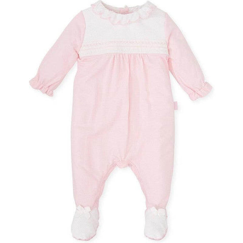 Tutto Piccolo Girls Pink Babygrow with Smocking