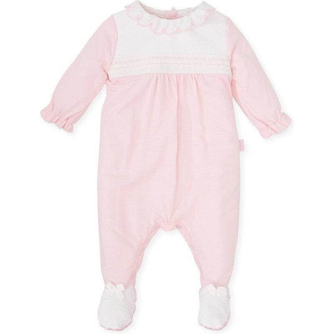 Tutto Piccolo Girls Pink Babygrow with Smocking Tutto Piccolo Girls Pink Babygrow with Smocking