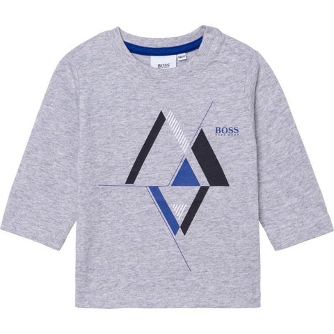 BOSS Baby Boys Grey Triangle Long Sleeve T-Shirt BOSS Baby Boys Grey Triangle Long Sleeve T-Shirt