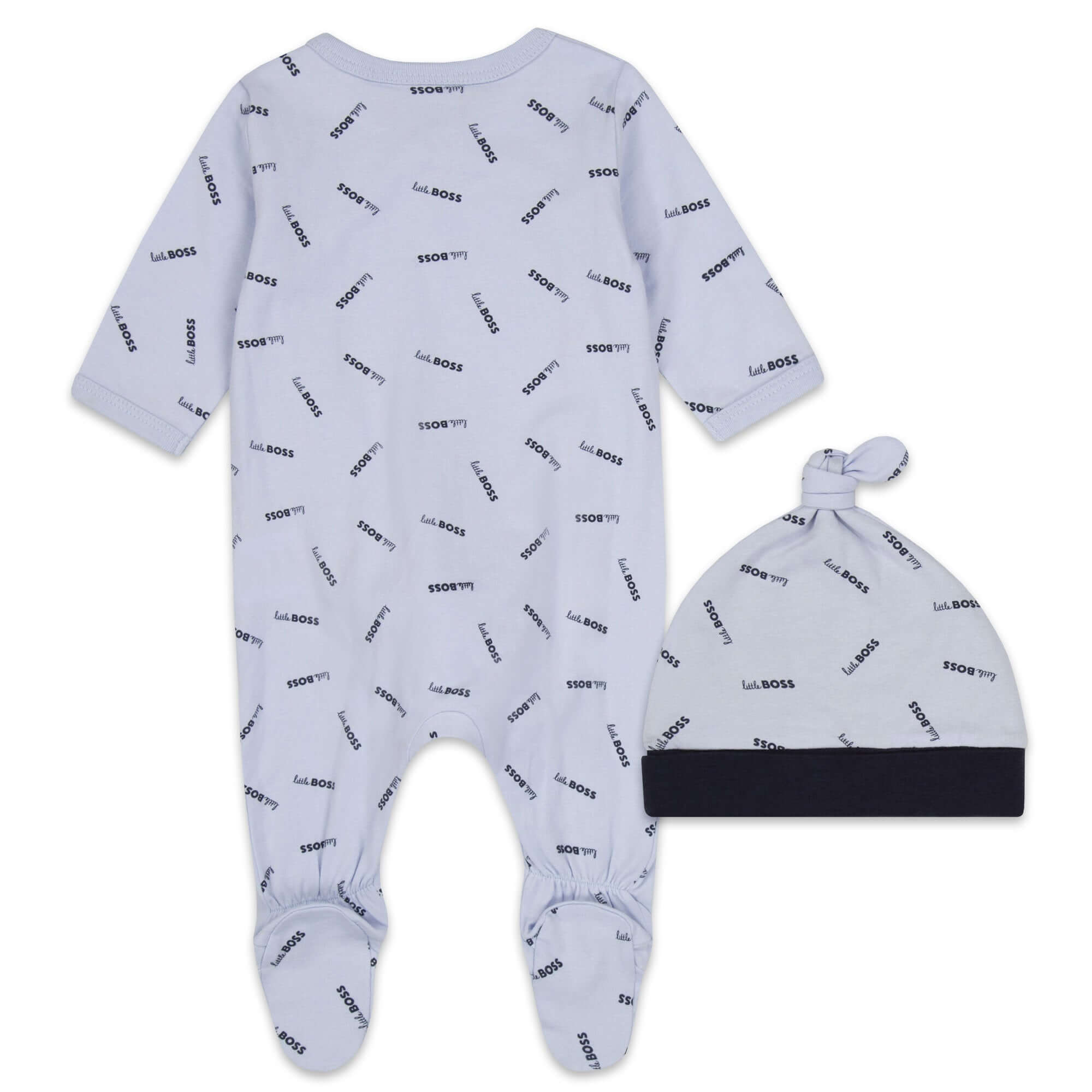 BOSS Baby Boys Pale Blue Logo Babygrow and Hat BOSS Baby Boys Pale Blue Logo Babygrow and Hat