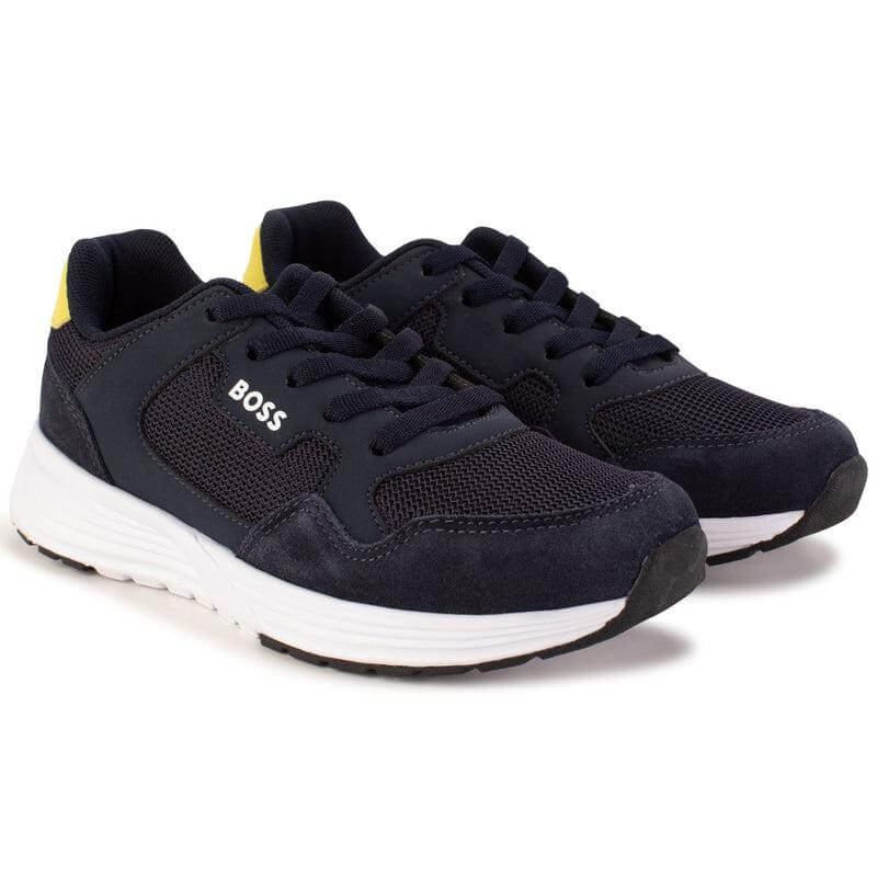 BOSS Boys Black Suede Trim Trainers