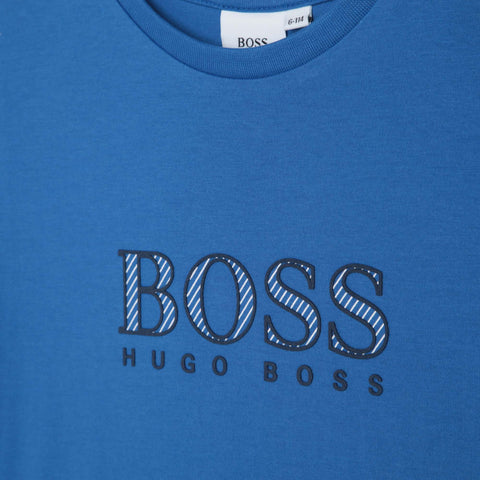BOSS Boys Blue Logo T-Shirt BOSS Boys Blue Logo T-Shirt