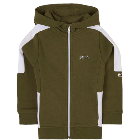 BOSS Boys Khaki Hoodie BOSS Boys Khaki Hoodie