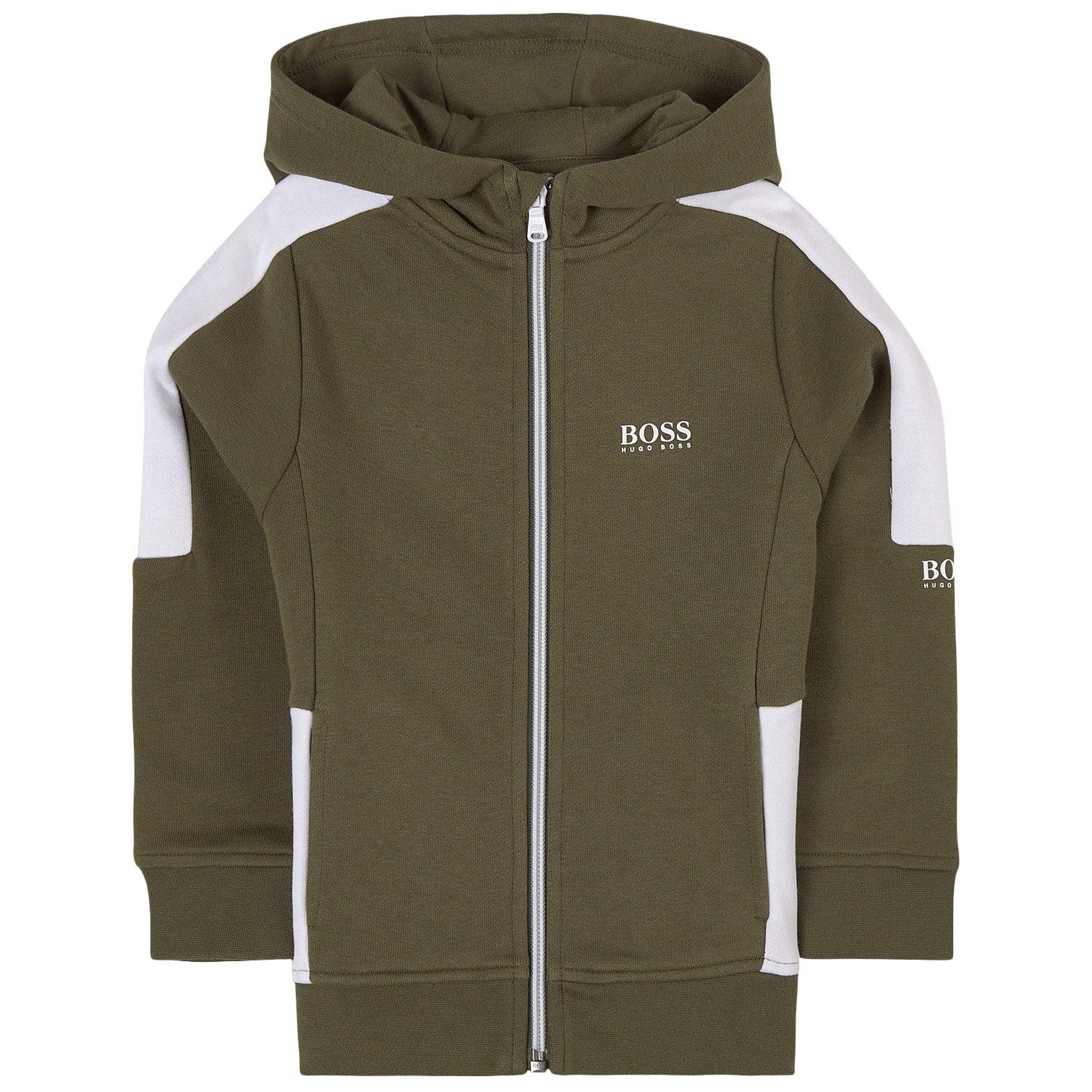 BOSS Boys Khaki Hoodie BOSS Boys Khaki Hoodie