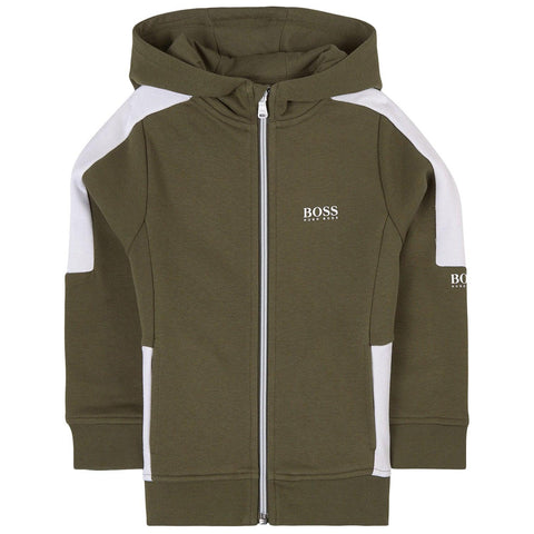BOSS Boys Khaki Hoodie BOSS Boys Khaki Hoodie