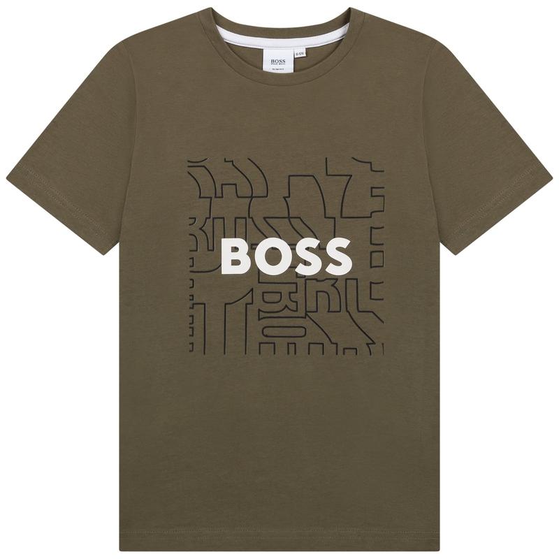 BOSS Boys Khaki Logo T-Shirt BOSS Boys Khaki Logo T-Shirt