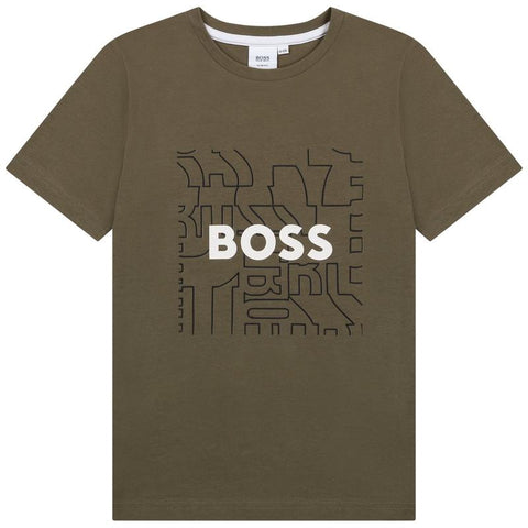 BOSS Boys Khaki Logo T-Shirt BOSS Boys Khaki Logo T-Shirt