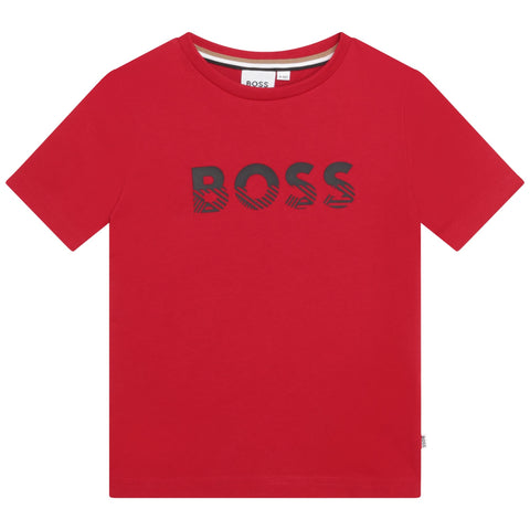 BOSS Boys Red Logo Short Sleeve T-Shirt BOSS Boys Red Logo Short Sleeve T-Shirt