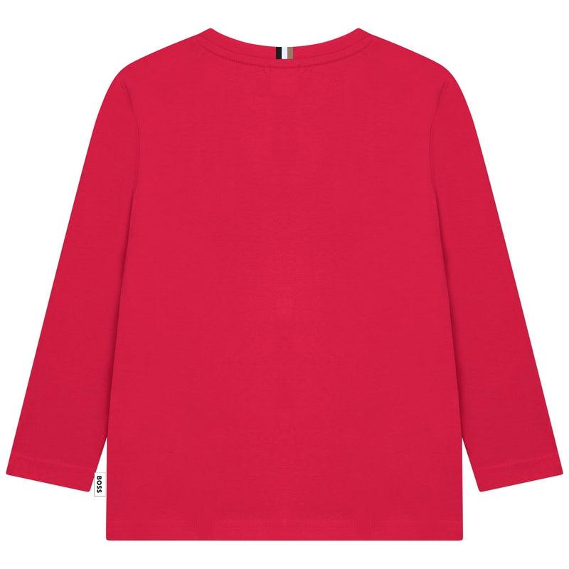 BOSS Boys Red Long Sleeve Logo T-Shirt BOSS Boys Red Long Sleeve Logo T-Shirt
