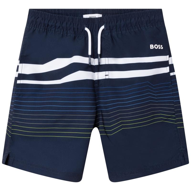 BOSS Boys Blue Striped Swimming Shorts BOSS Boys Blue Striped Swimming Shorts