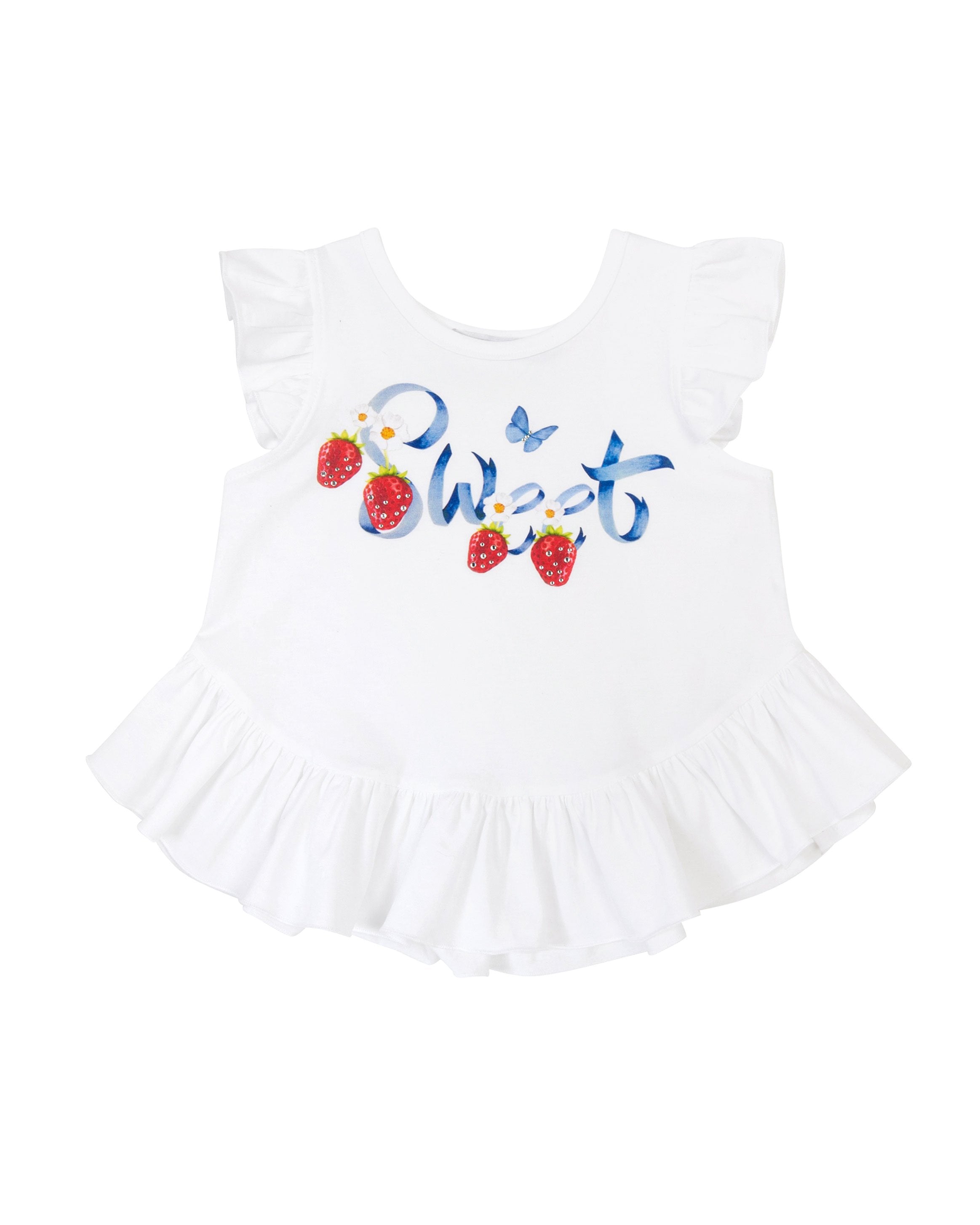 Balloon Chic Girls White Strawberry Top Balloon Chic Girls White Strawberry Top