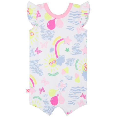 Billieblush Baby Girls White Cotton Towelling Romper Billieblush Baby Girls White Cotton Towelling Romper