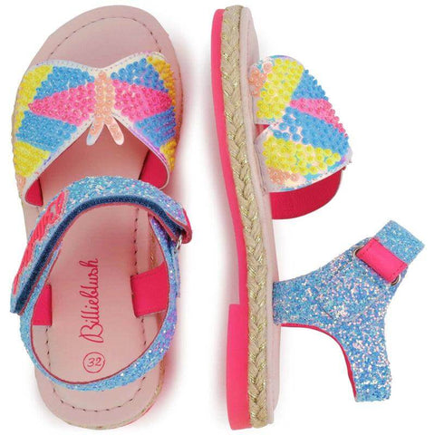 Billieblush Girls Blue Sequin Butterfly Sandals Billieblush Girls Blue Sequin Butterfly Sandals