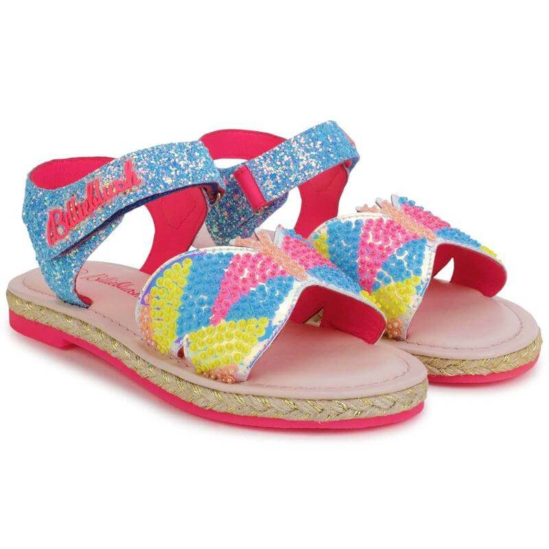 Billieblush Girls Blue Sequin Butterfly Sandals Billieblush Girls Blue Sequin Butterfly Sandals
