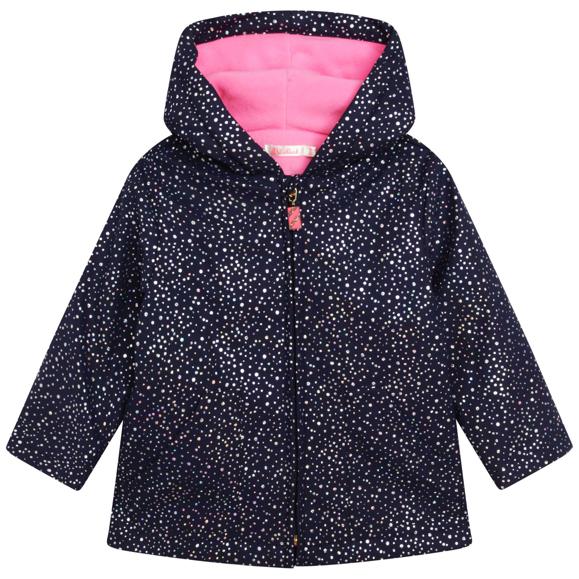 girls Navy Glitter Dots Rain Coat Liverpool - Main Image