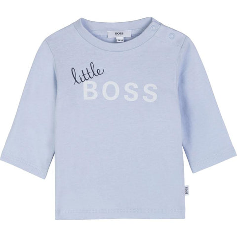 BOSS Baby Boys Blue Little Boss T-Shirt BOSS Baby Boys Blue Little Boss T-Shirt
