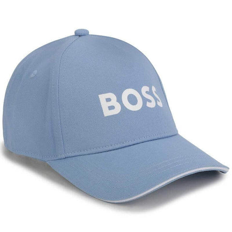BOSS Boys Blue Cotton Logo Cap BOSS Boys Blue Cotton Logo Cap