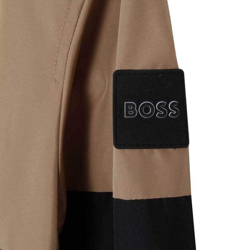 BOSS Boys Brown Striped Hooded Windbreaker BOSS Boys Brown Striped Hooded Windbreaker